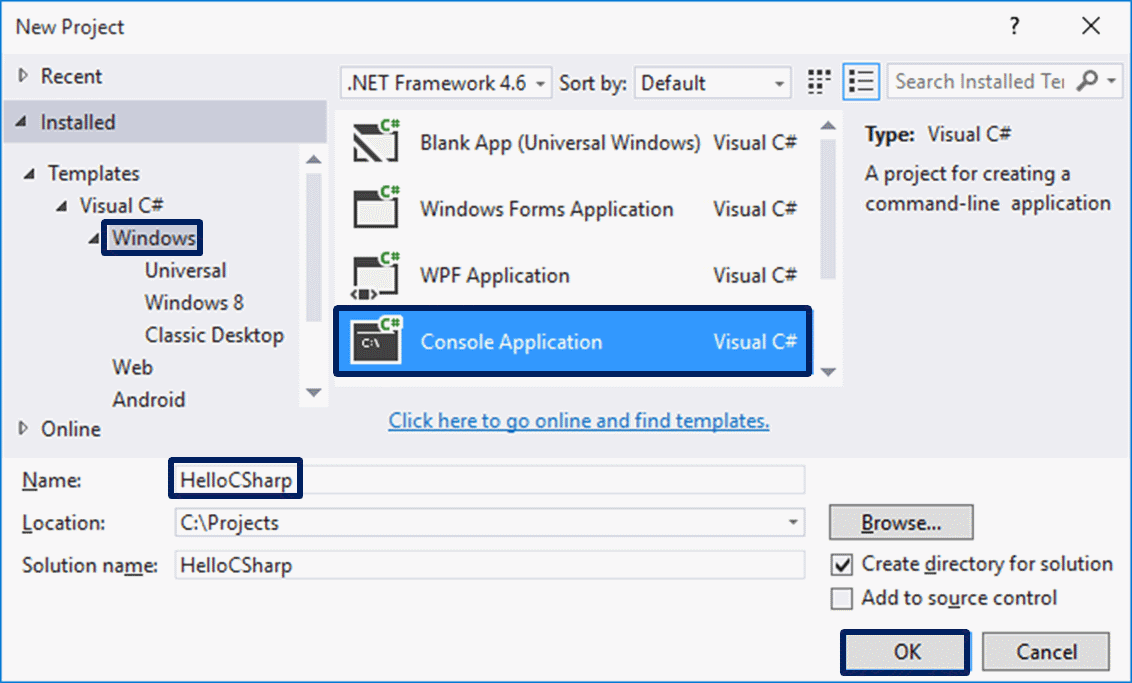 Example: Creating a Console Application · Programming Basics with C# - Free  Coding Book with Video Lessons